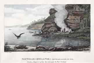 Sydney Harbour, aboriginal fishing boats, after Lesueur, Baudin exp. 1802, printed 1824