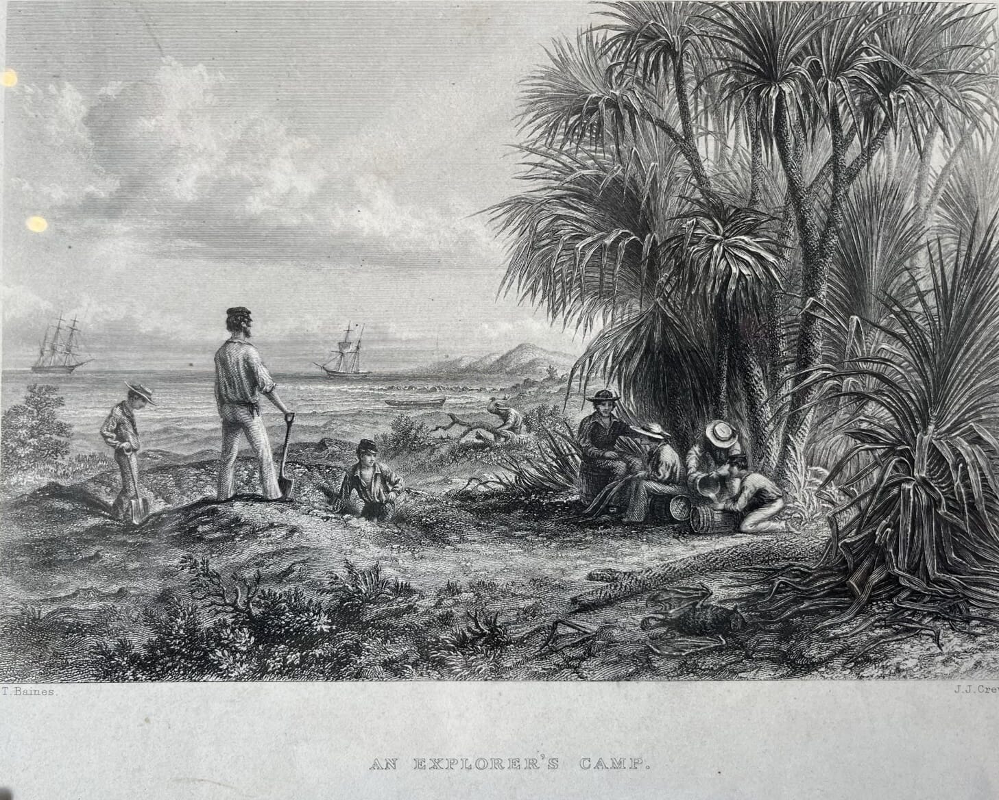 Framed engraving- ‘An Explorer's Camp’, 1874