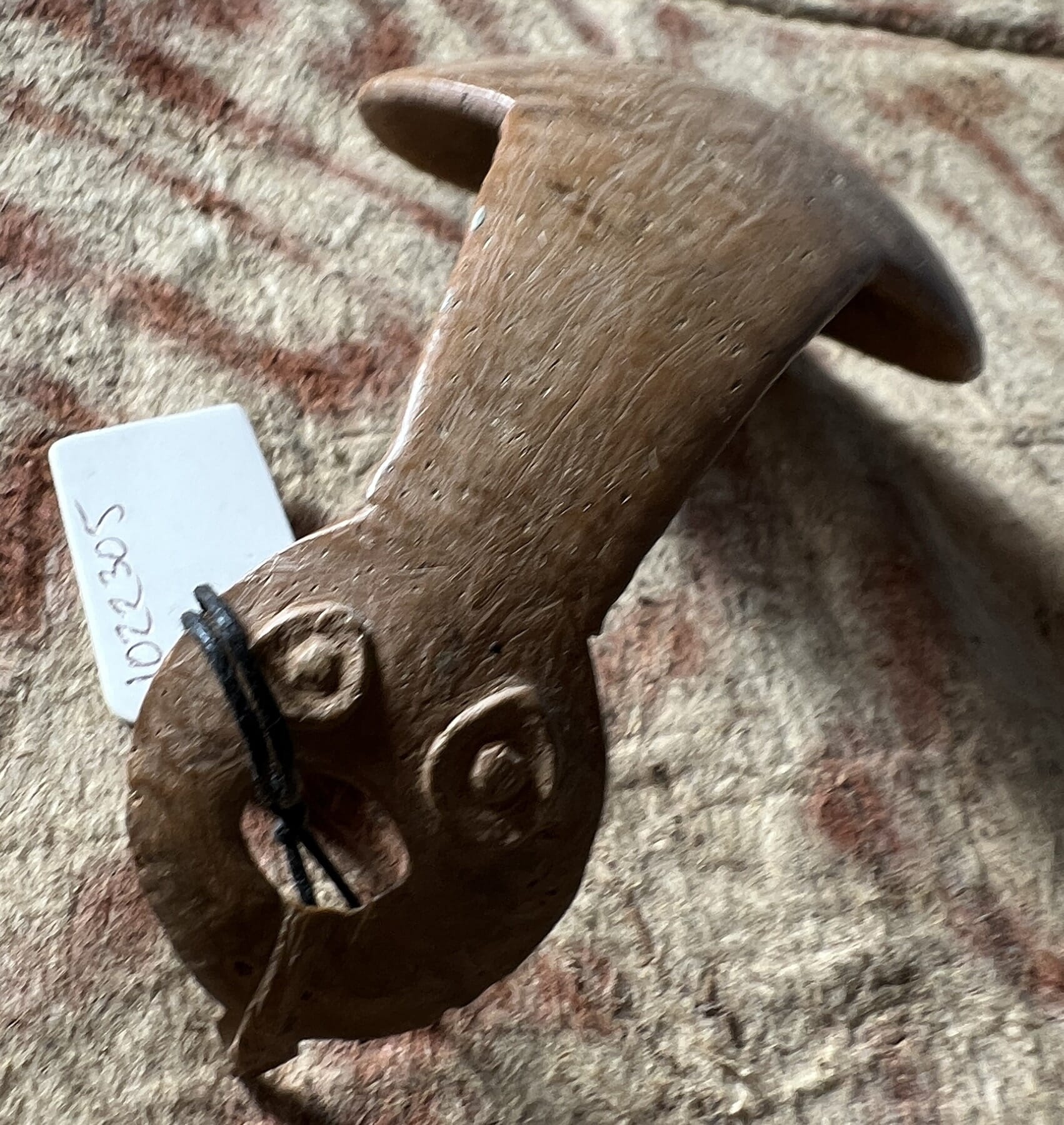 PNG ‘snake’ coconut spoon, nice carved details, 20th c.