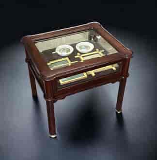 Mahogany vitrine coffee table, beveled glass, 20th century