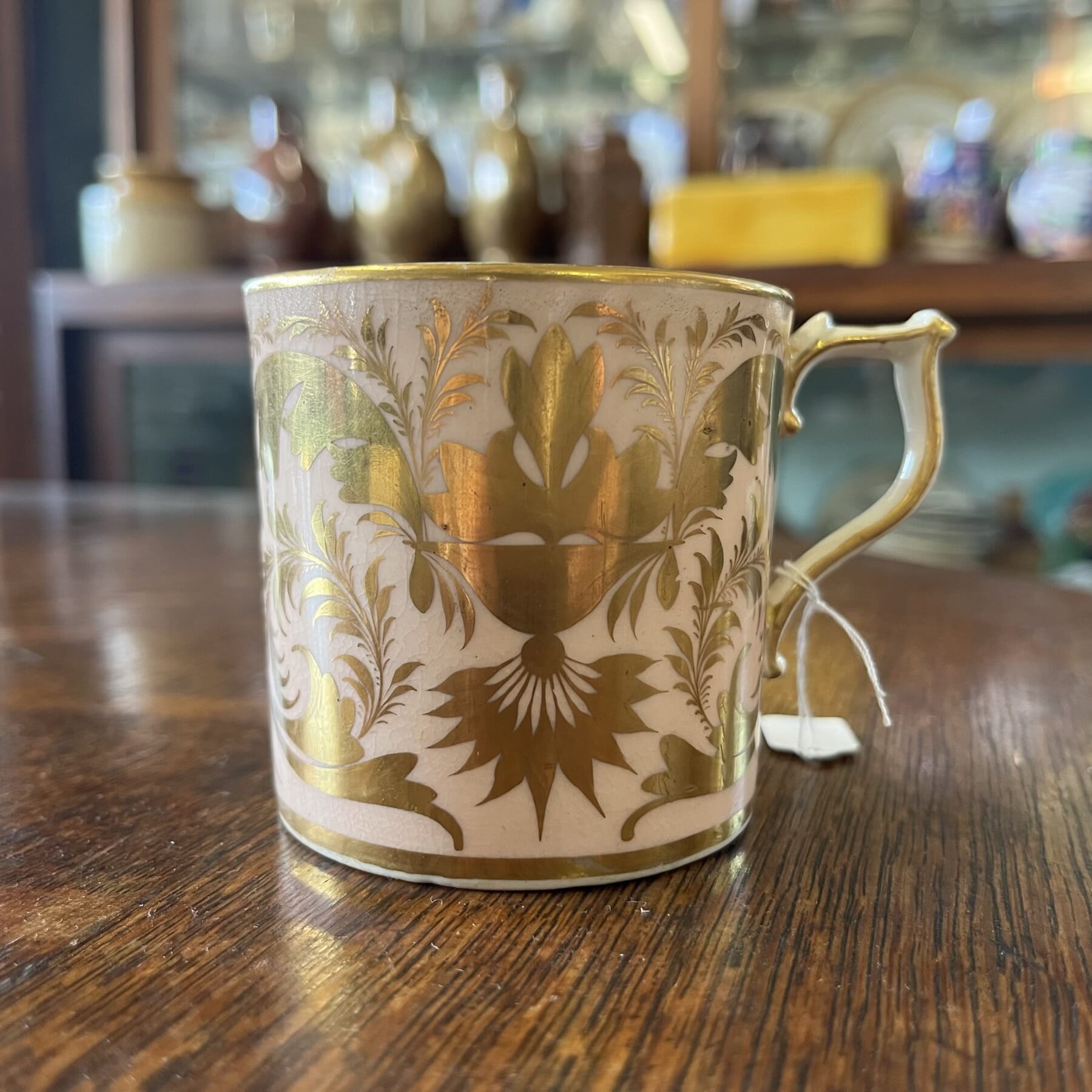 Derby coffee can Neoclassical gilt on salmon ground c.1810