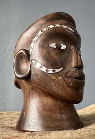Solomon Islands head, good carving with inlaid pearlshell, mid - late 20th c.