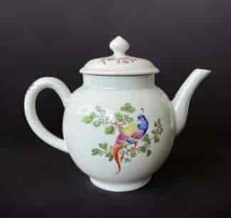 Worcester Teapot with exotic birds, C. 1765