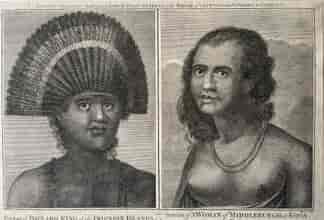 Cook's Voyages original mounted print- ' Portrait of POULAHO, KING of the FRIENDLY ISLANDS', c. 1785