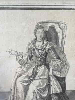 Queen of Spain, Maria Anna of Neuburg, engraving by Antoine Trouvain, c.1695