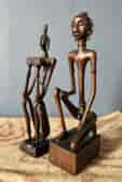 Ambon Island Maluku carved 'skinny' ancestor figure pair,  collected Amboina 1950's