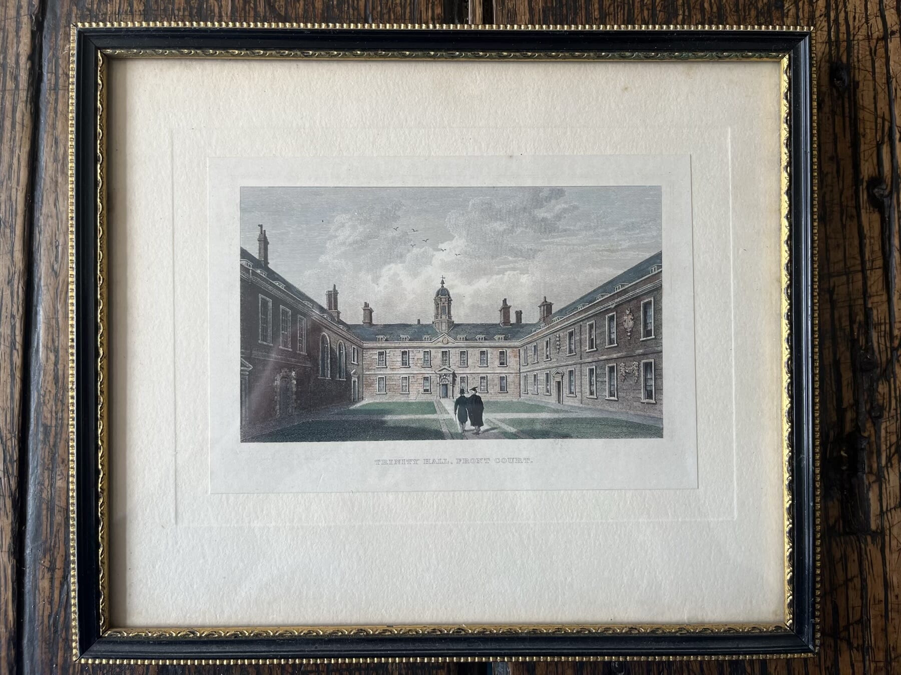 Framed hand coloured engraving - 'Sessions House, Clerkenwell Green' 19th C