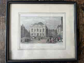 Framed hand coloured engraving - 'Trinity Hall, Front Court', 19th C