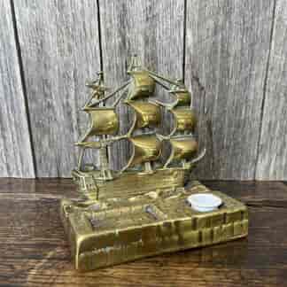 Cast brass HMS Victory inkwell C. 1910