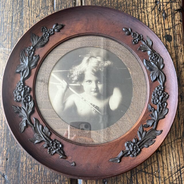 Antique Celluloid Photograph PORTRAIT Hand Painted on Celluloid Victorian  Ormolu Frame Gorgeous Convex Concave Victorian Ancestors Frame 