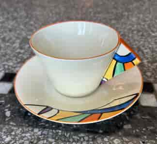 Clarrice Cliff 'Bizarre' cup & saucer, Bignou pattern 1930's