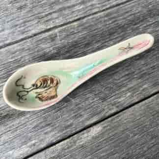Martin Boyd pottery spoon with handprinted prawn design, c.1950