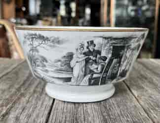 Spode porcelain bowl with bat-print,   c. 1810