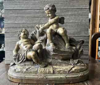 Large French terracotta figural group, 'stone' finish, Early 20th C