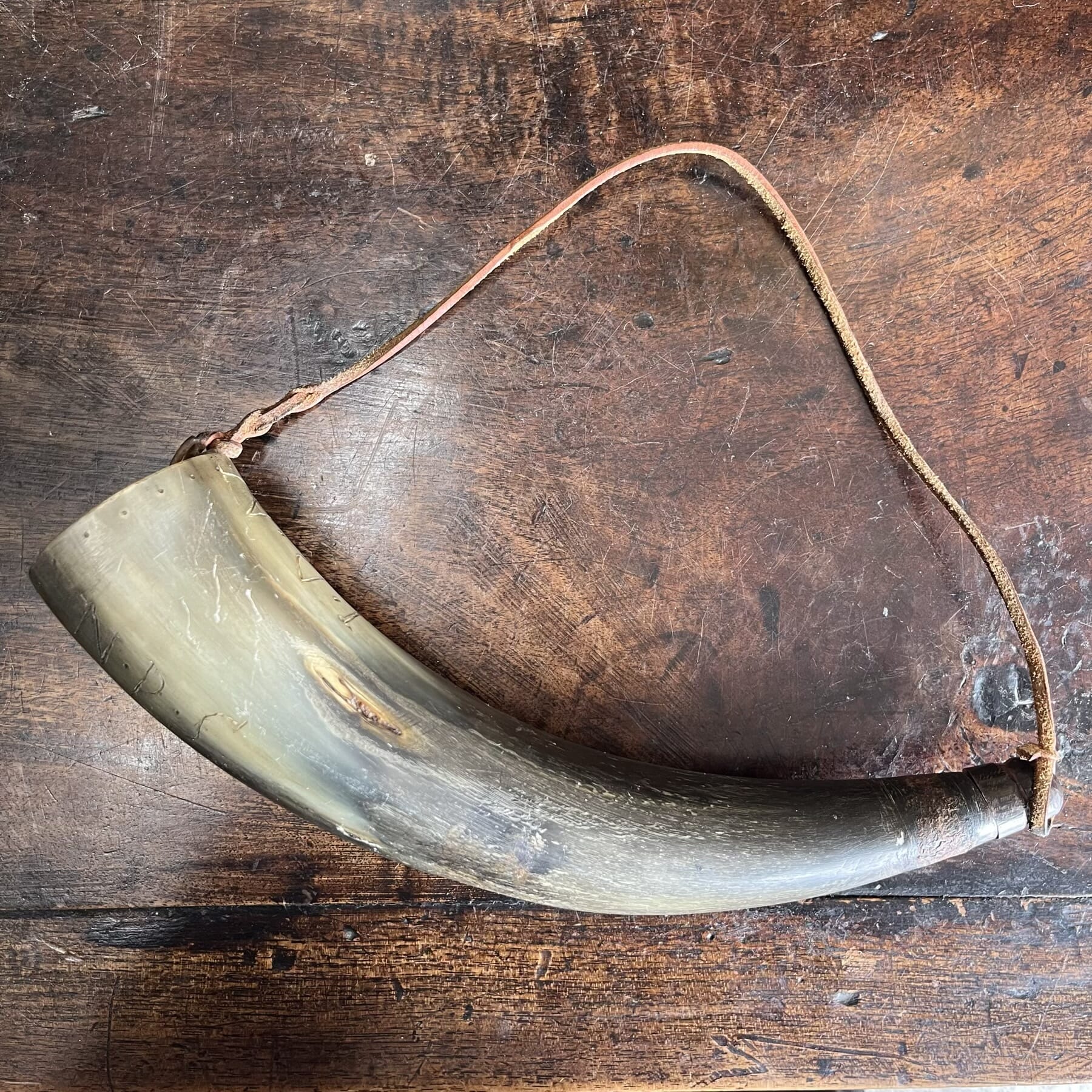 Powder horn, inscribed NPS.1847 / JPS 1877,C.1847