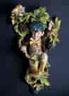 French majolica 'boy' corner decoration, attr. Choisy-le-roi, c. 1870