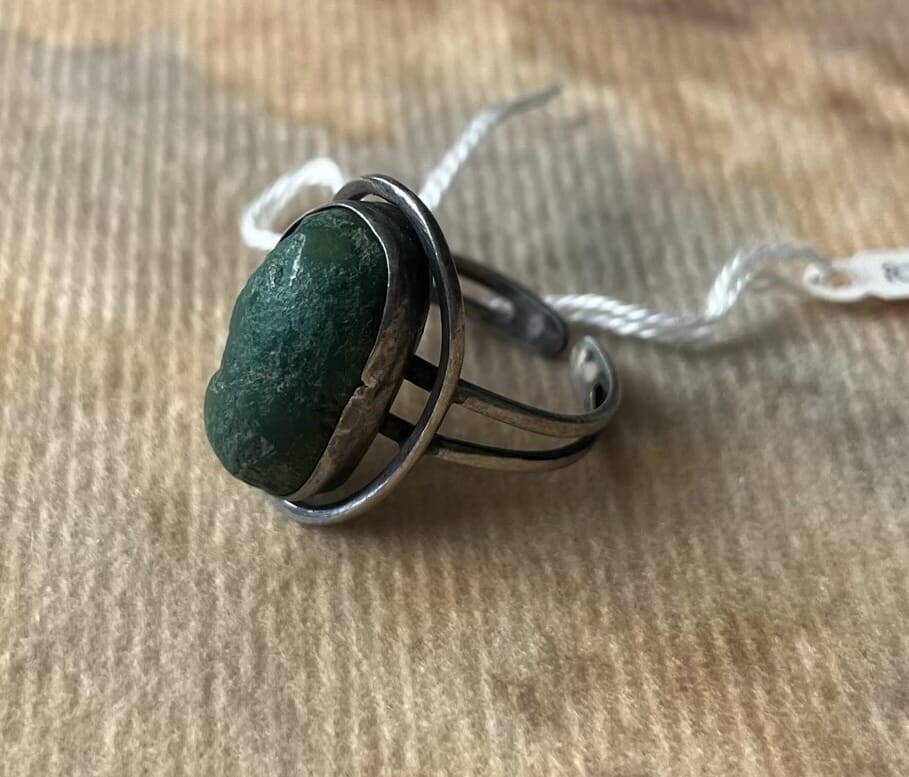 Israel .930 Silver Ring with large turquoise stone