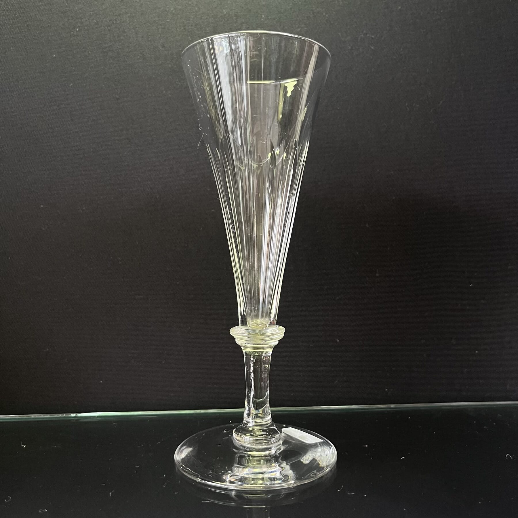 Tall hand blown, cut Champagne flute, late 19th C