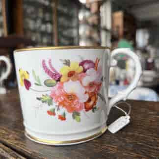 Coalport porcelain mug, superb flowers, circa 1835