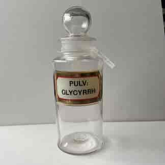 19th Century Apothecary bottle, Northcote Chemist PULV:GLYCYRRH: