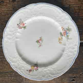 Coalport plate, wreath and scroll moulding, flower sprigs, 1835