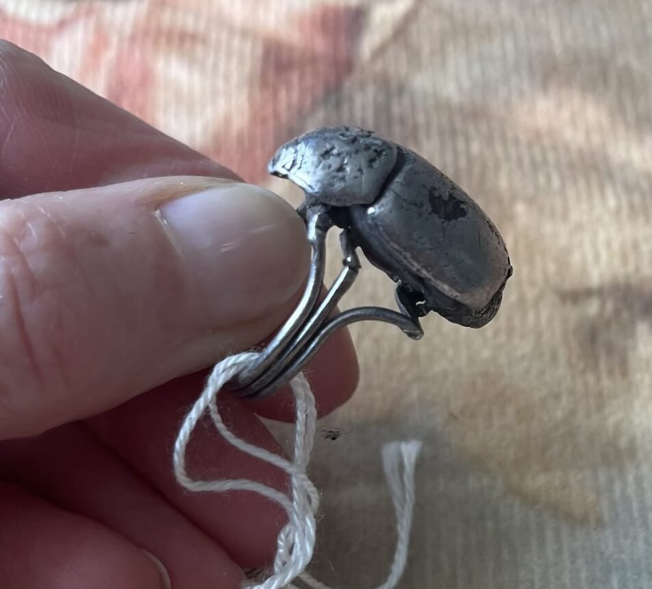 Remarkable Sterling Silver ‘Beetle’ ring, cast from life, earlier 20th century