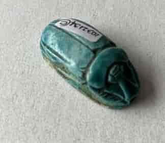 Egyptian turquoise scarab beetle, ancient style, 20th century