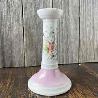 French porcelain candlestick printed & painted with flowers, c. 1870