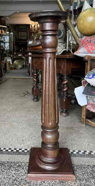 Solid Mahogany pedestal, fluted column, early 20th C.