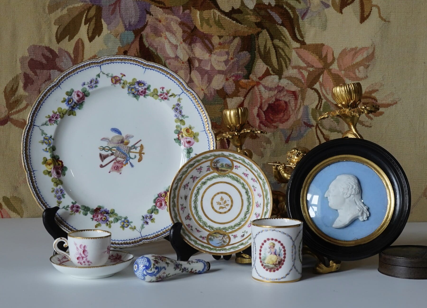 French Royalty, Sèvres Porcelain including portrait of Louis XV, 18th century