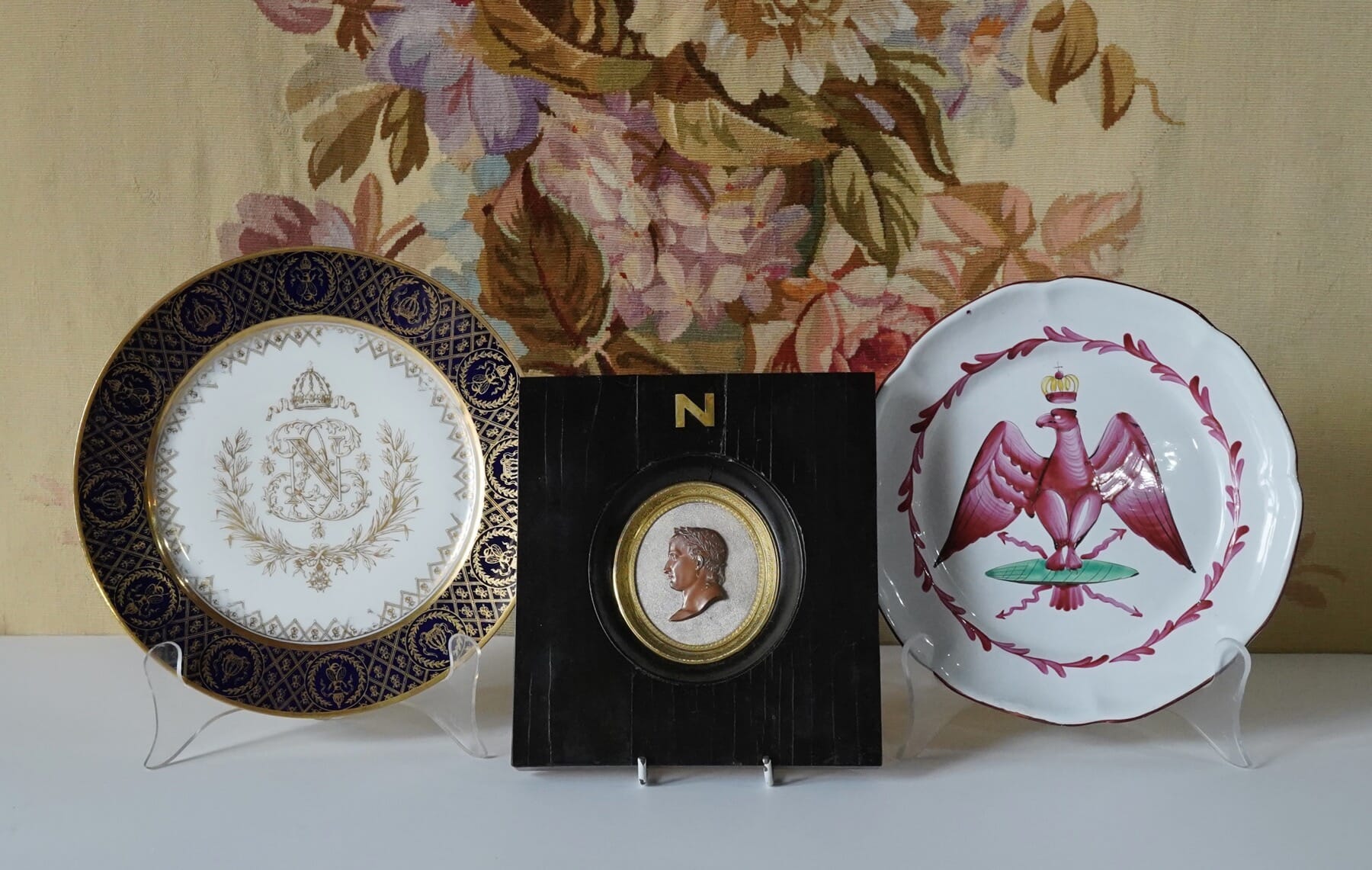 Napoleonic - including the 'original' Napoleon Bonaparte (central profile) and Napoleon III, Sèvres plate to the left.