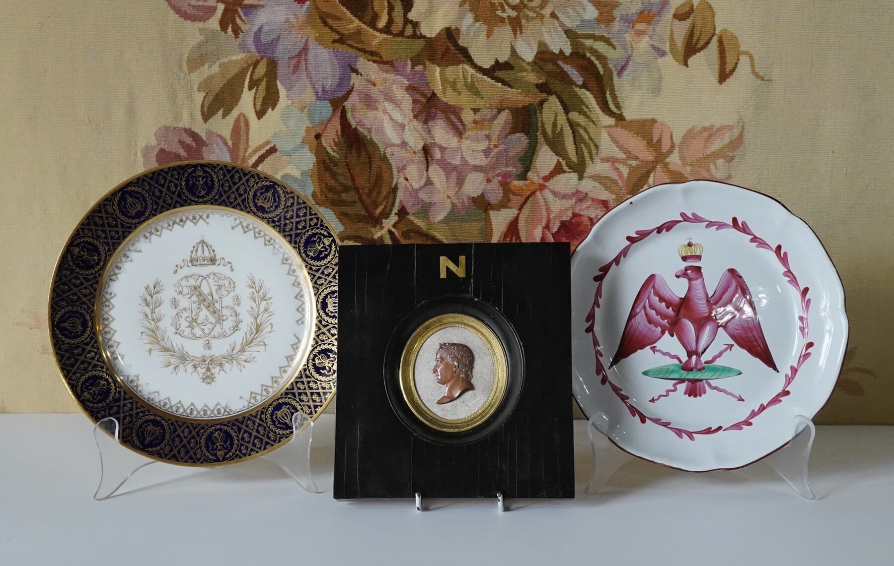 Napoleonic - including the 'original' Napoleon Bonaparte (central profile) and Napoleon III, Sèvres plate to the left. 