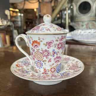 Paris Porcelain covered cup & socket saucer, in the Sevres manner, c. 1860