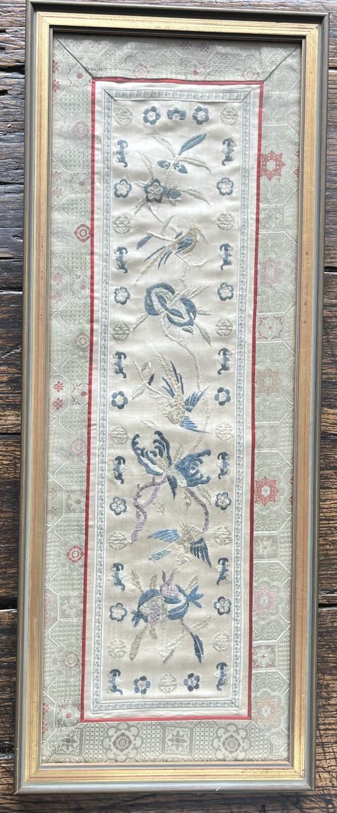 Framed Chinese silk Embroidery, c. 1920