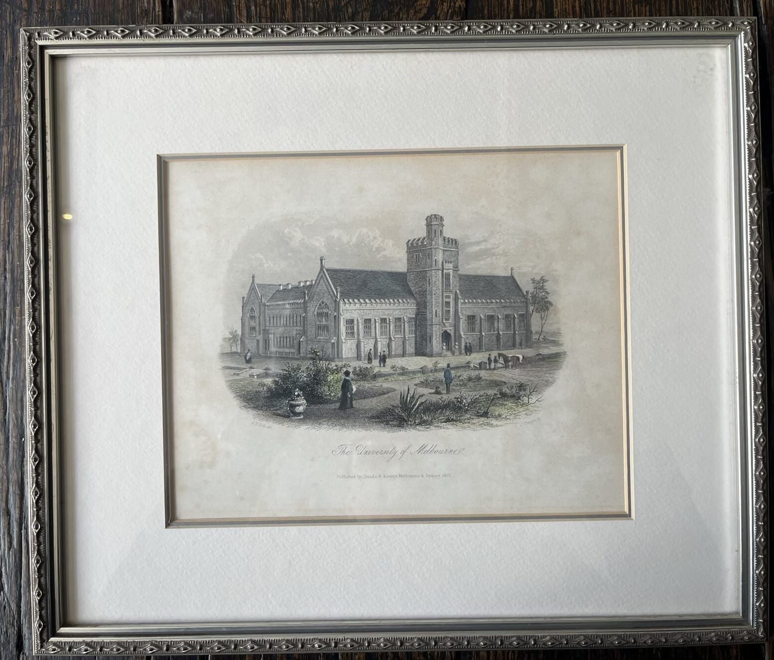 Framed hand-coloured print -The University of Melbourne