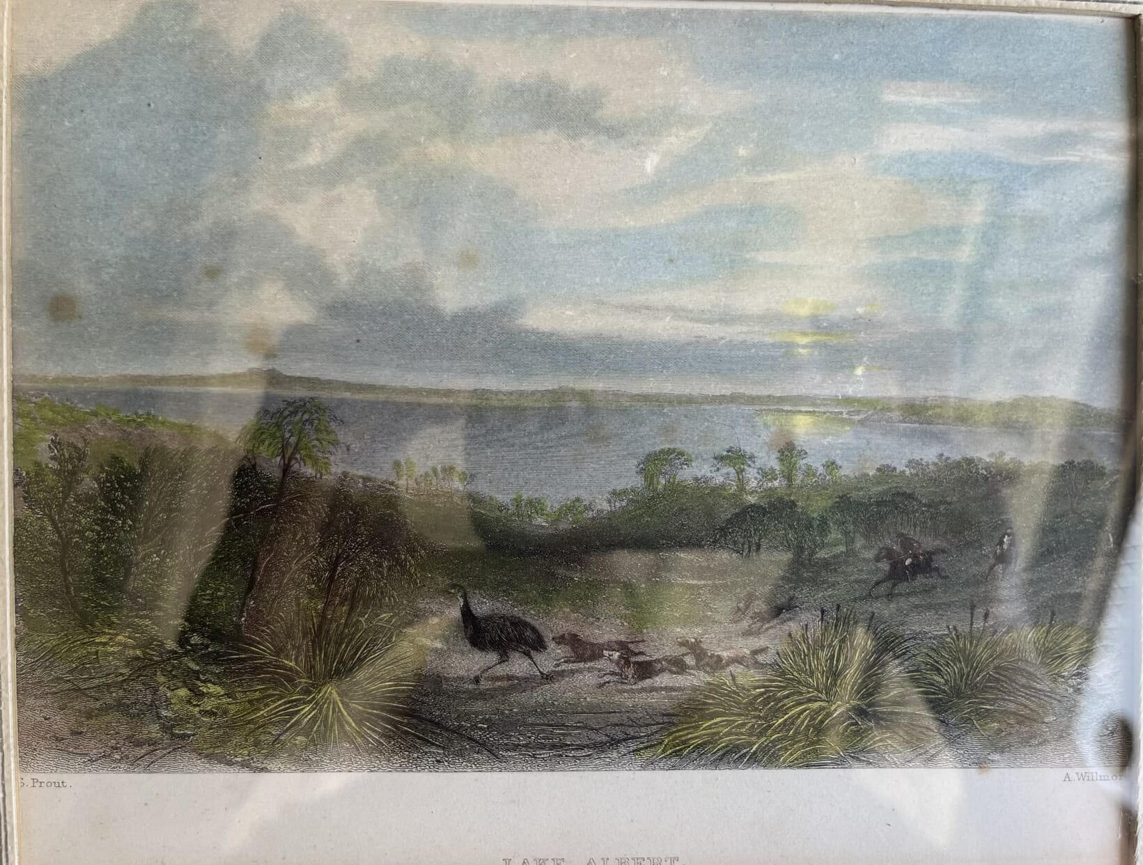 Framed hand coloured engraving 'Lake Albert' C. 1874