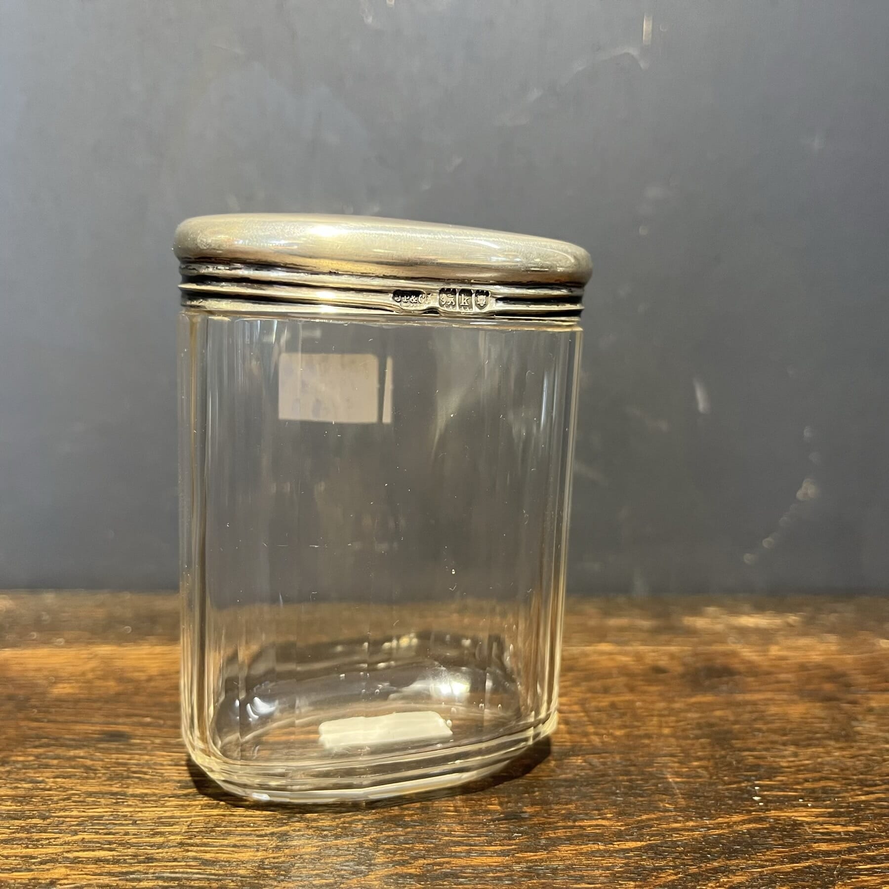 Glass box with sterling silver lid, London, 1905