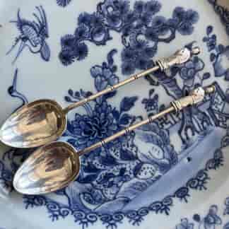 Pair of Chinese silver teaspoons, Mandarin handle, c.1900