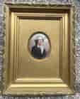 Framed porcelain plaque with portrait of lady, 19th century