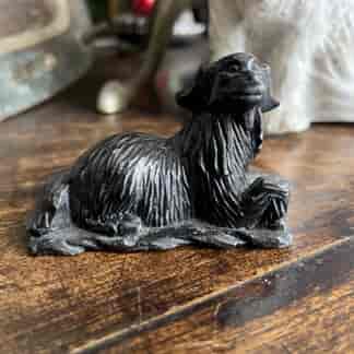 Carved black stone dog 20th C