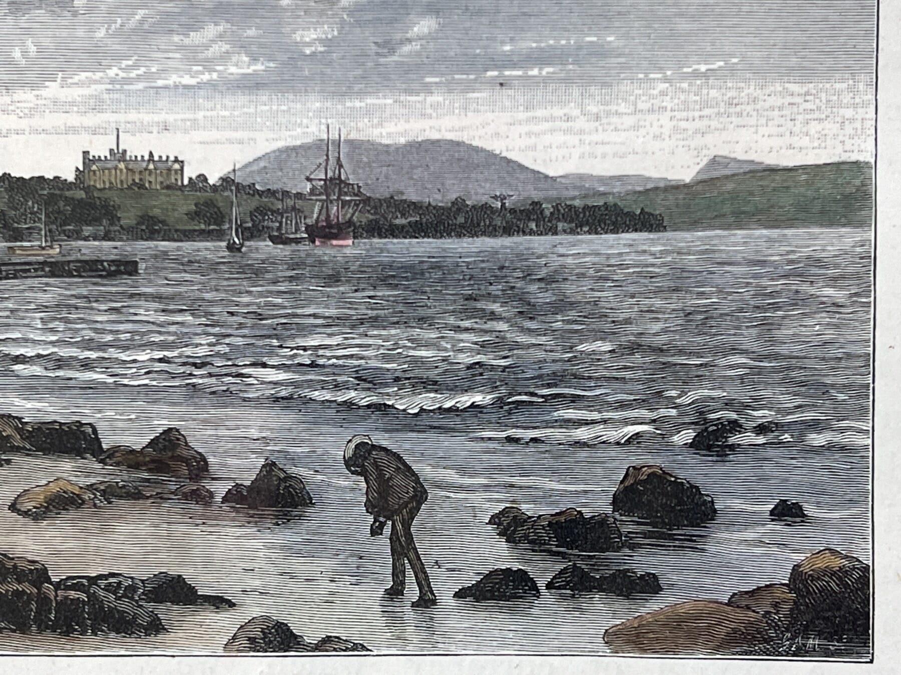 Woodblock engraving ‘Government House from Macquarie Point’ c.1890