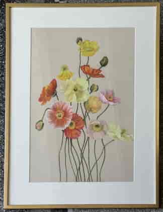 Large framed pastel of poppies, G. Snow, late 20th c.