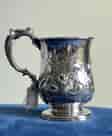 Victorian Sterling Silver Christening Mug, flower embossed, Birmingham 1868