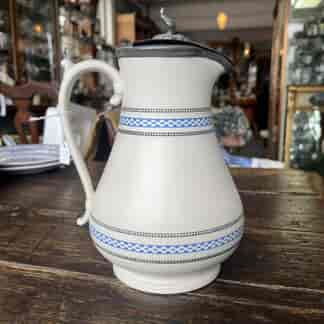 Dudson jug, blue rouletted 'mosaic' pattern,  c.1870