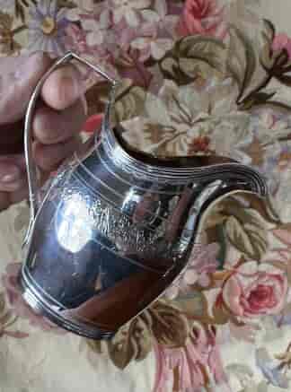 Sterling Silver helmet shape milk jug, Barnard, London, 1888