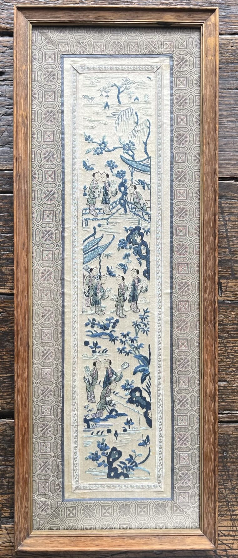 Framed Chinese silk Embroidery, c. 1920