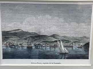 ‘Hobart-Town, capitale de la Tasmanie’ woodblock after E. Breton, Paris, 1875