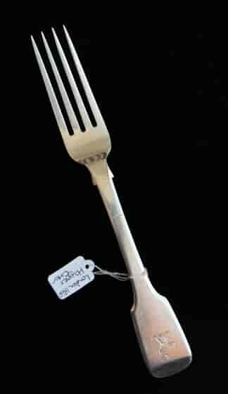Sterling Silver fork, Stag crest, Hayne & Cater , London 1860