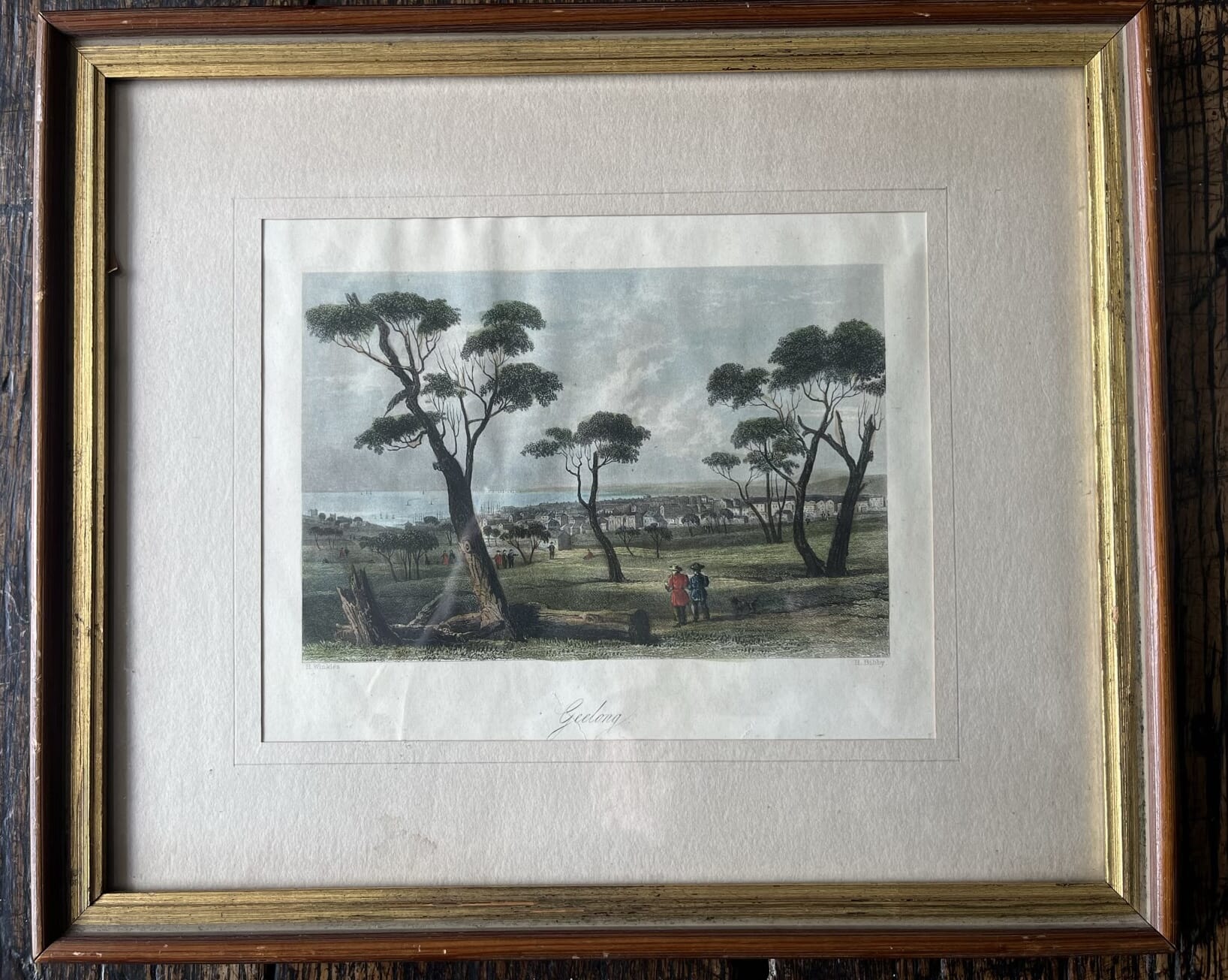 Coloured print of Geelong, 19th C