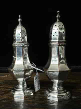 Pair of Old Sheffield Plate shakers, Dixon & Co, Birmingham c.1790